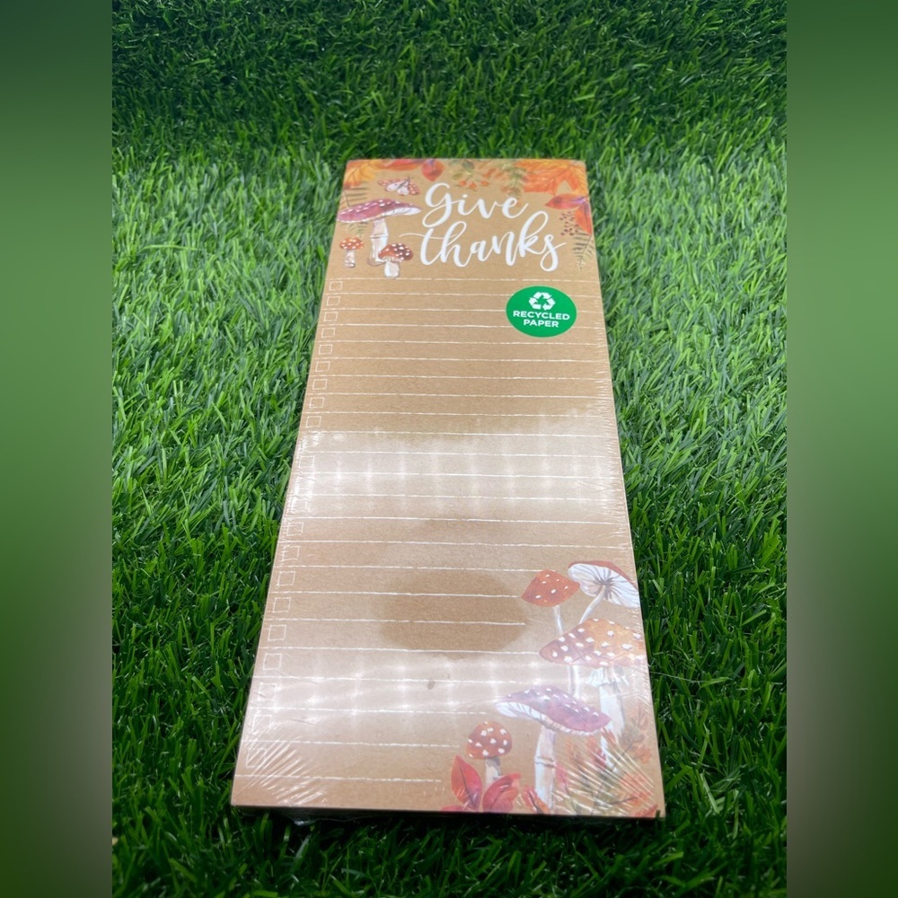 CLEMENTINE Give Thanks Floral Autumnal Mushroom Magnetic Notepad, NWT